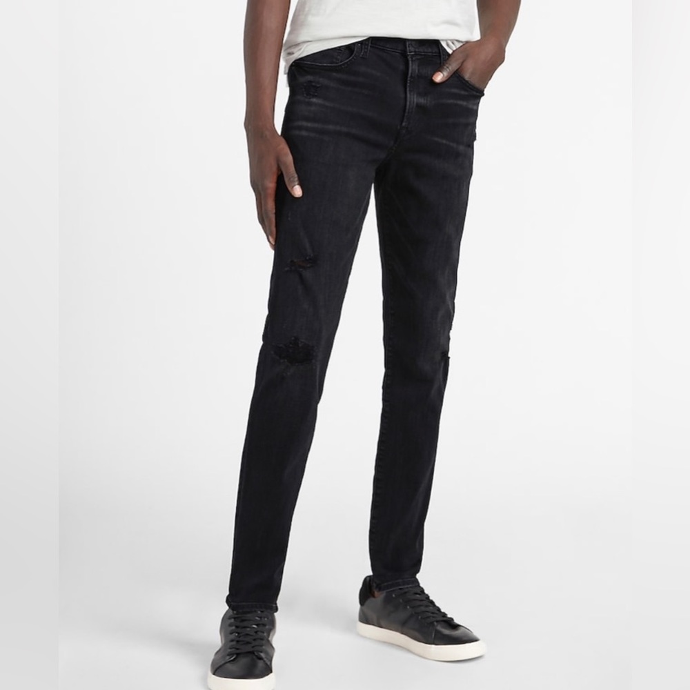 NEW!! Skinny Black Ripped Hyper Stretch Jeans